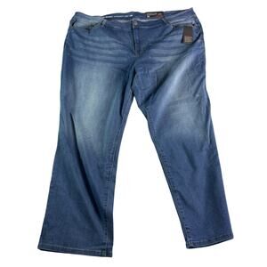 Avenue Denim Straight Leg Jeans Womens 28 Blue Luxe Sateen Stretch NWT